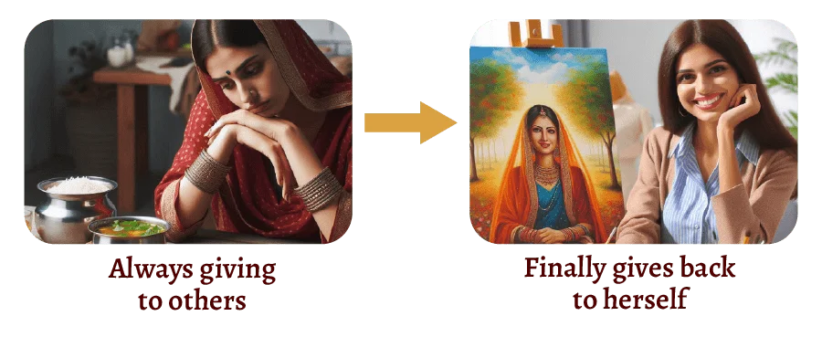 Before and after transformation through Indian folk art