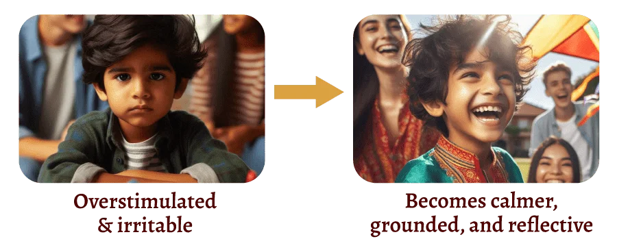 Before and after transformation in children through Indian folk art
